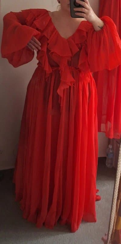 ASOS Design Plus size maxi chiffon red dress