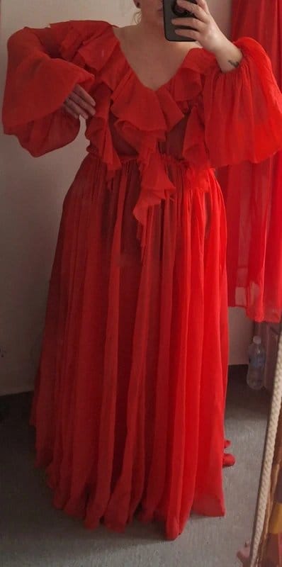 ASOS Design Plus Size Red Chiffon Maxi Dress