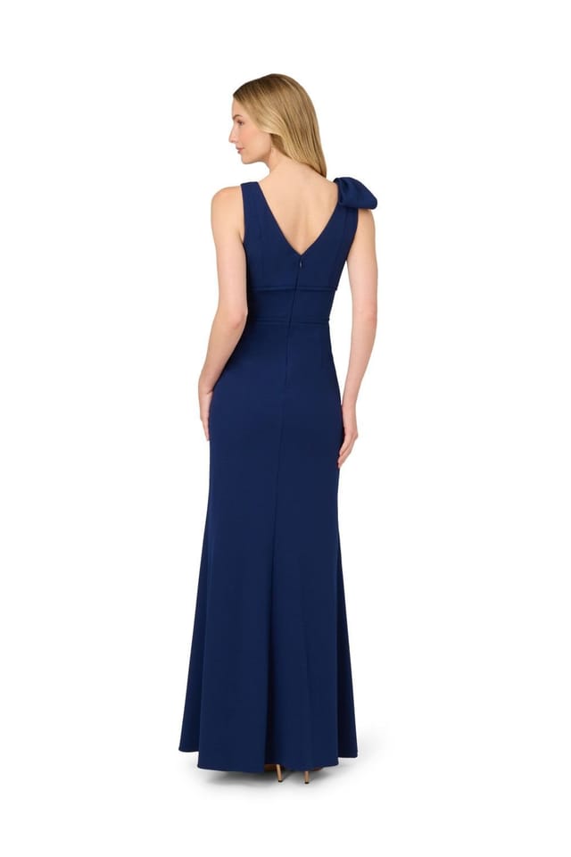 Adrianna Papell Adrianna Papell Women's Mermaid Crepe Dress in Navy - 3