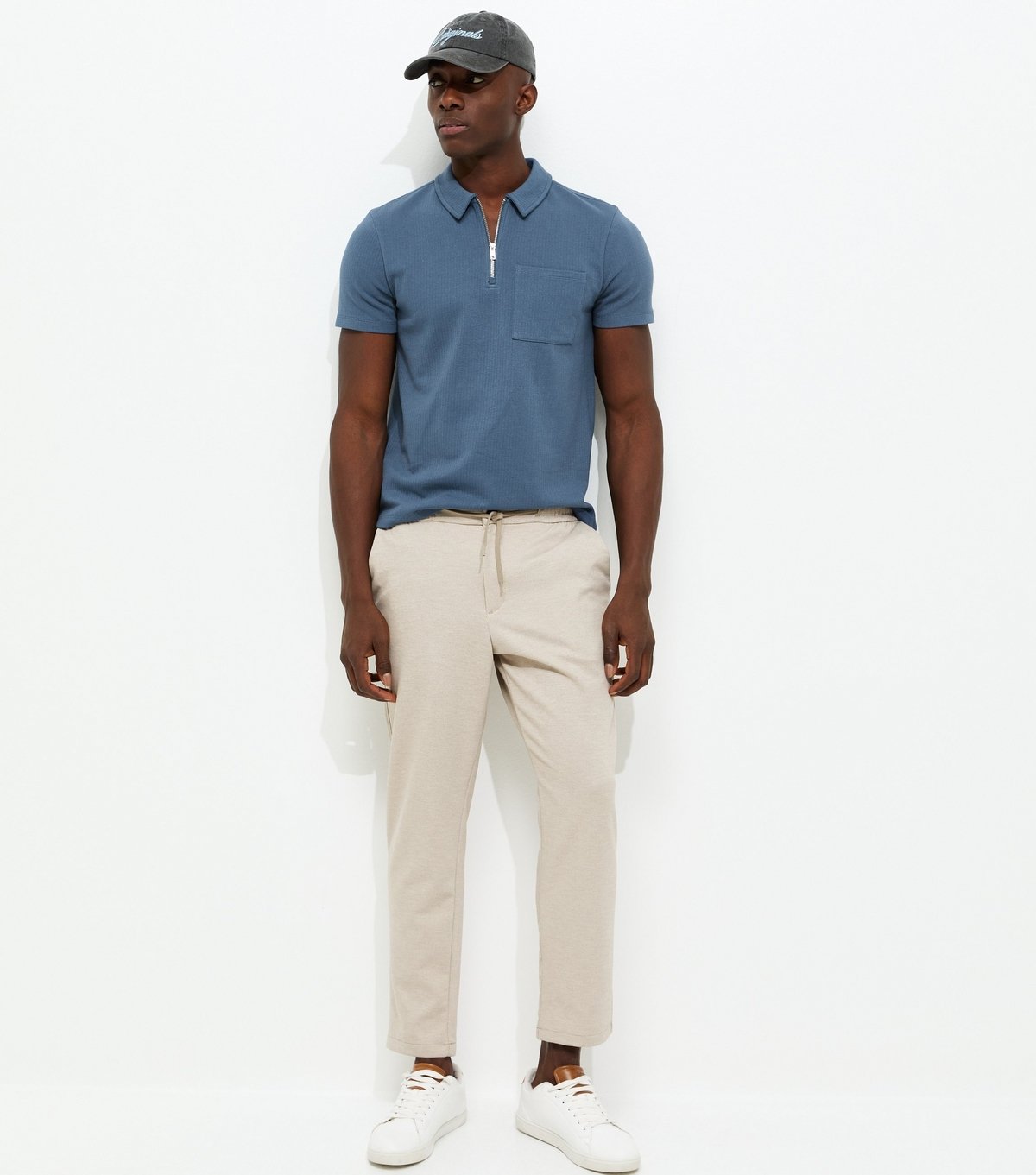 New Look Men's Dark Blue Regular Textured Quarter Zop Polo Shirt New Look - 3