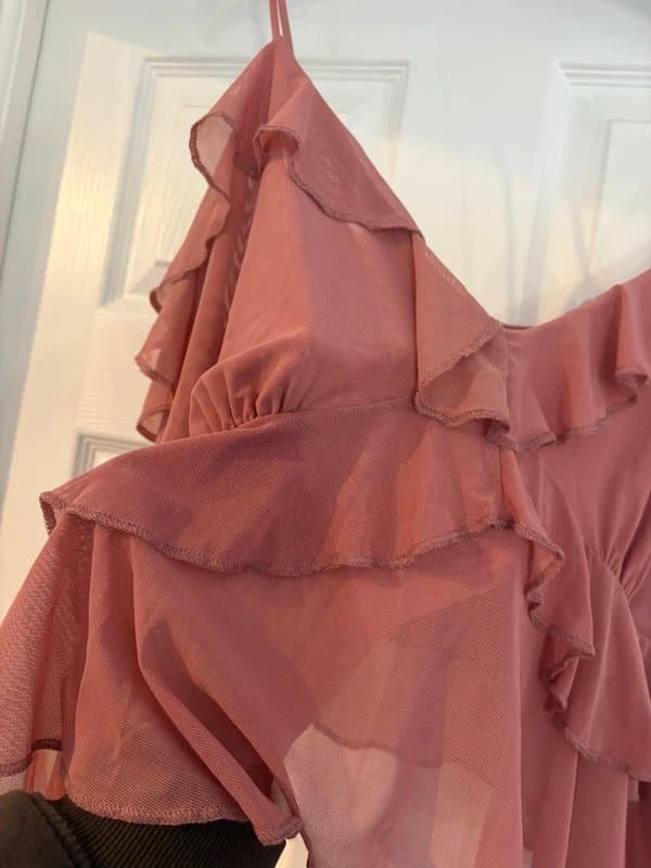 ASOS Design ASOS Pink Ruffle Cami Top Size 20 BNWT Boho Mesh Frill Festival Summer Blouse