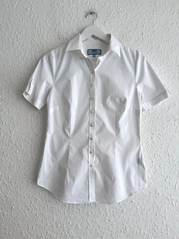 Hawes & Curtis Hawes & Curtis Women's White Short Sleeve Fitted Shirt Cotton Blouse