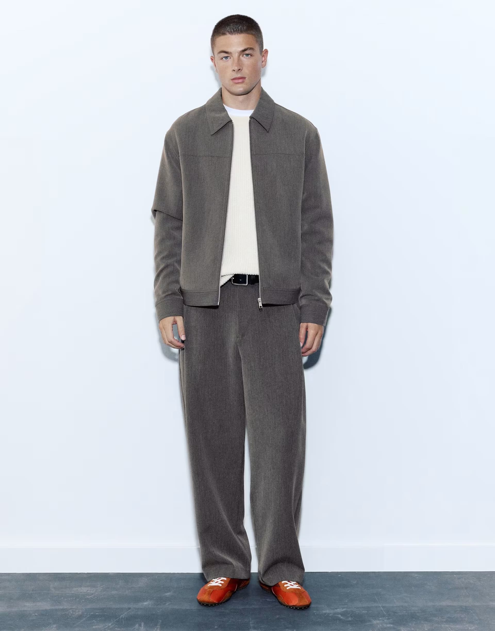 ASOS Pull&Bear Straight tailored fit trousers in grey