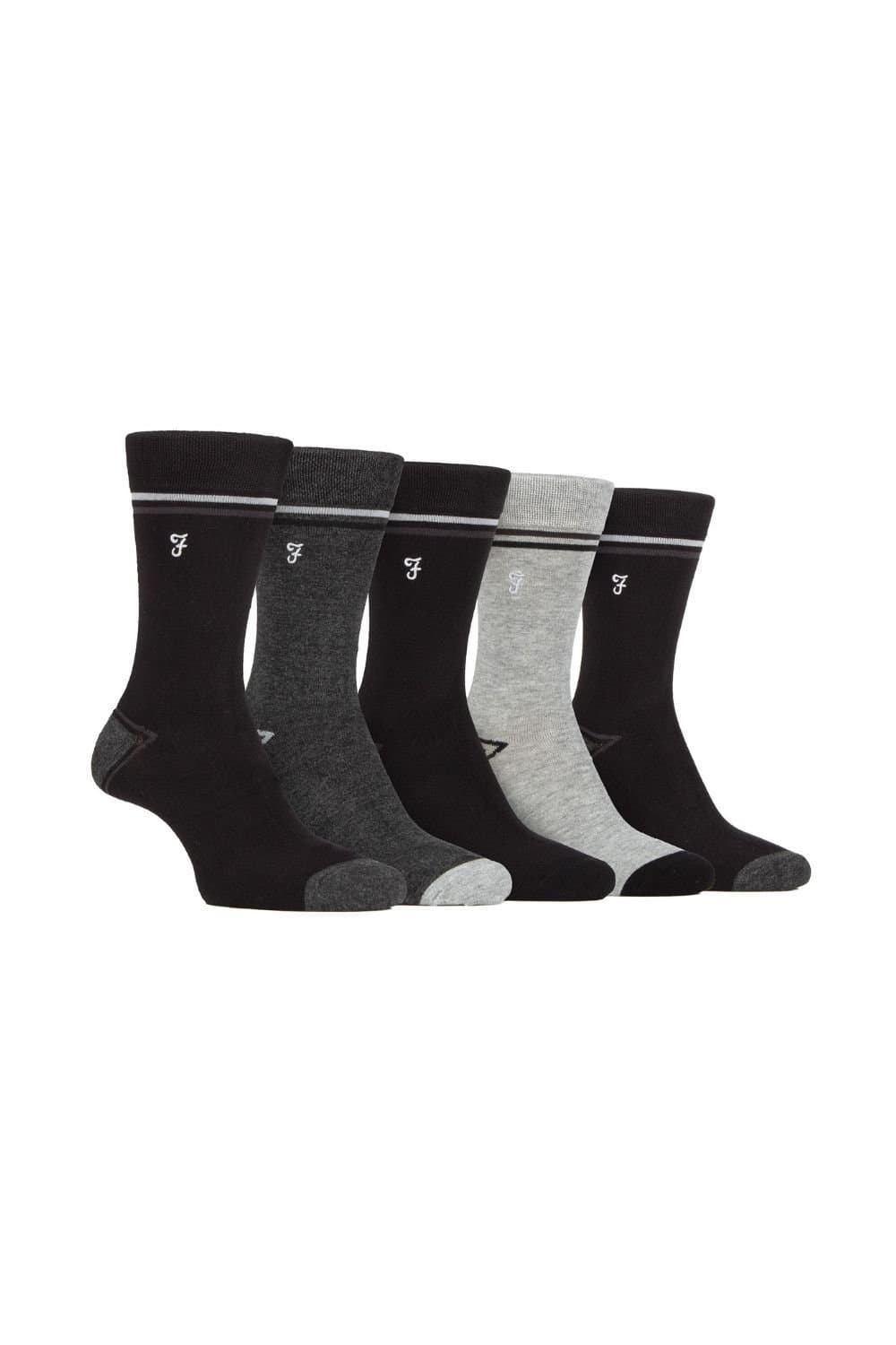 Farah FARAH Men's 5 Pack Bamboo Patterned Socks in Charcoal