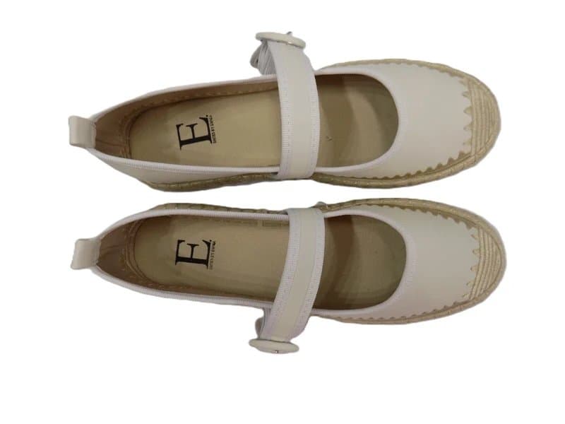 E.Shoes by Emma White Mary Jane Espadrille Shoes UK 8 Womens Flat Buckle