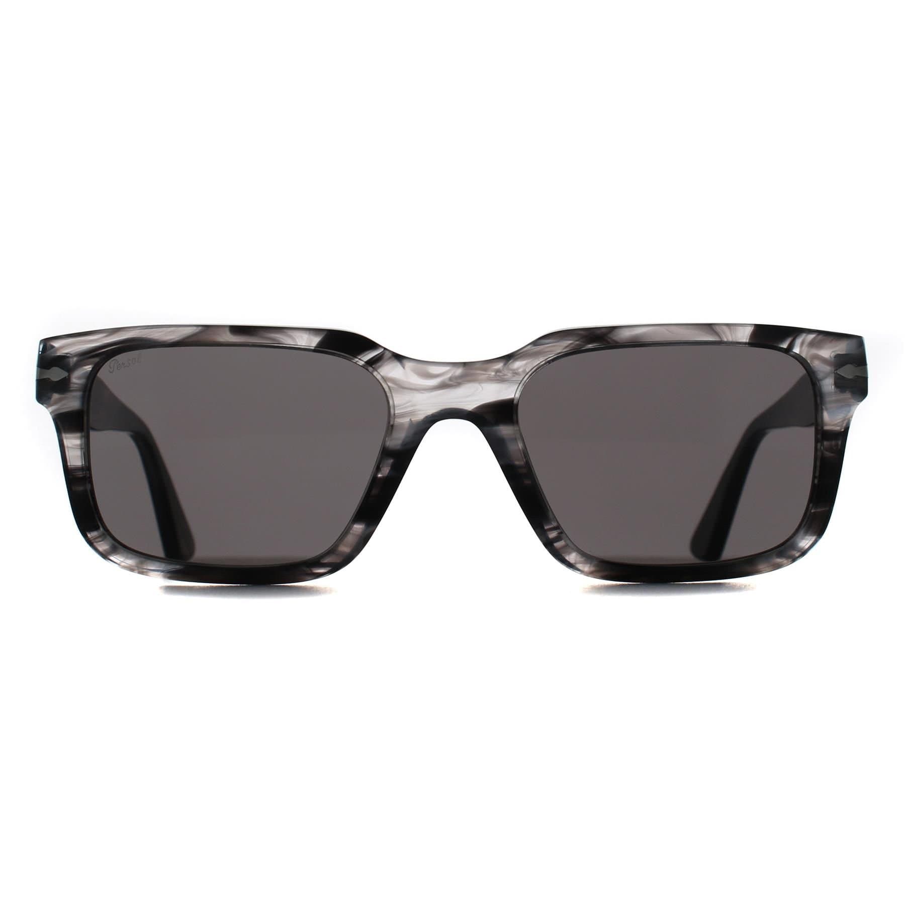 Persol Persol Men's Rectangle Striped Black & Grey Dark Grey PO3272S