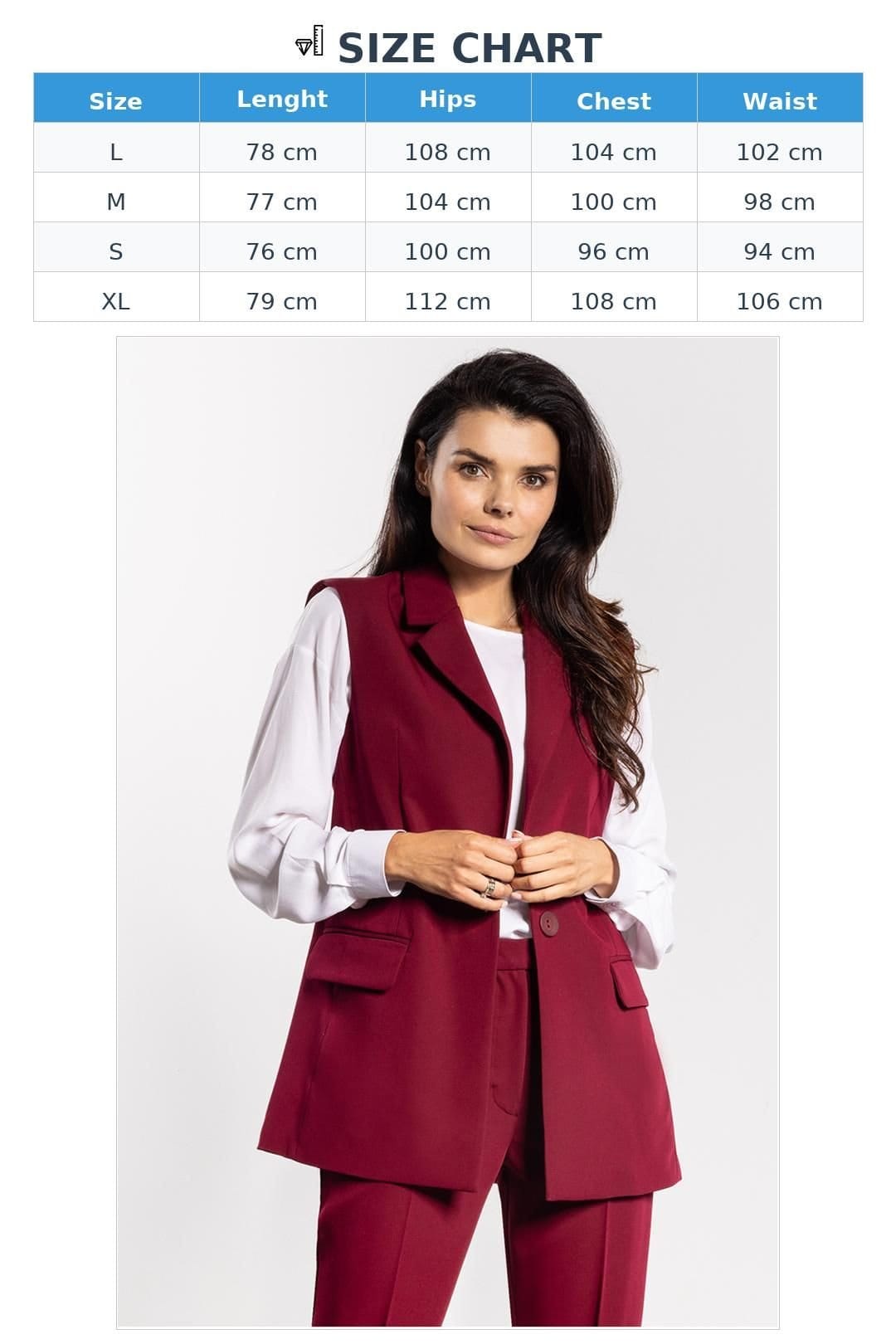 Love Lace Love Lace Women's Classic Single Breasted Vest with Flap Pockets in Burgundy - 4