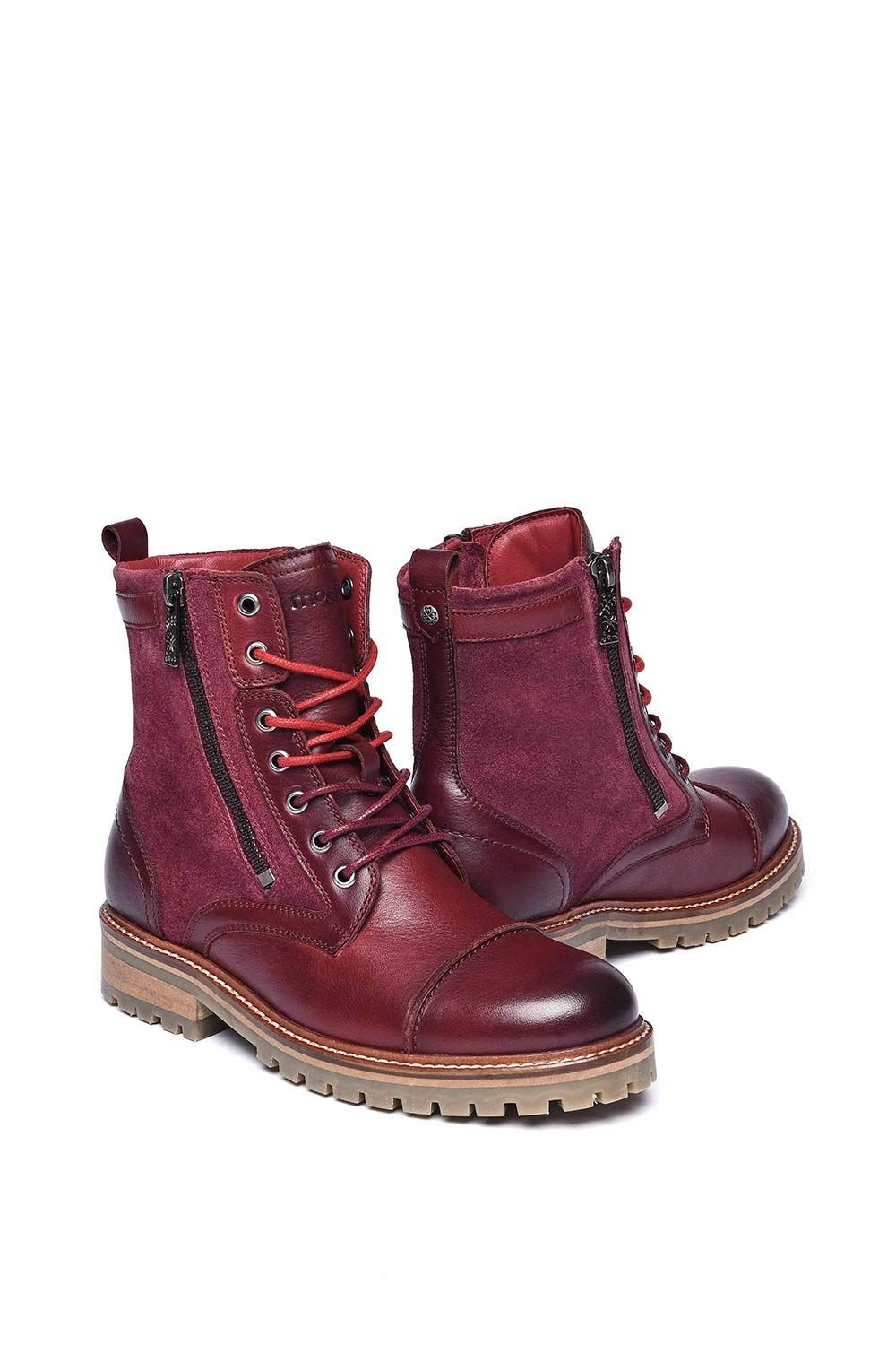 Moshulu Moshulu Women's 'Bardsey 2' Leather Biker Boots in Dark Red - 2