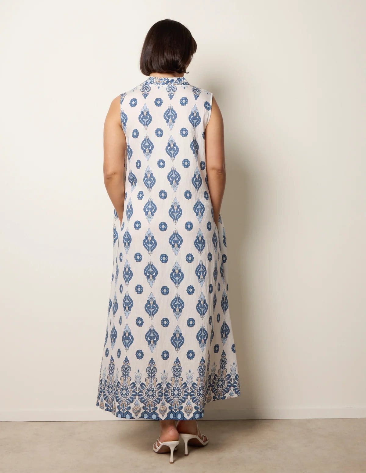Blue Vanilla Floral Print A Line Dress - 4