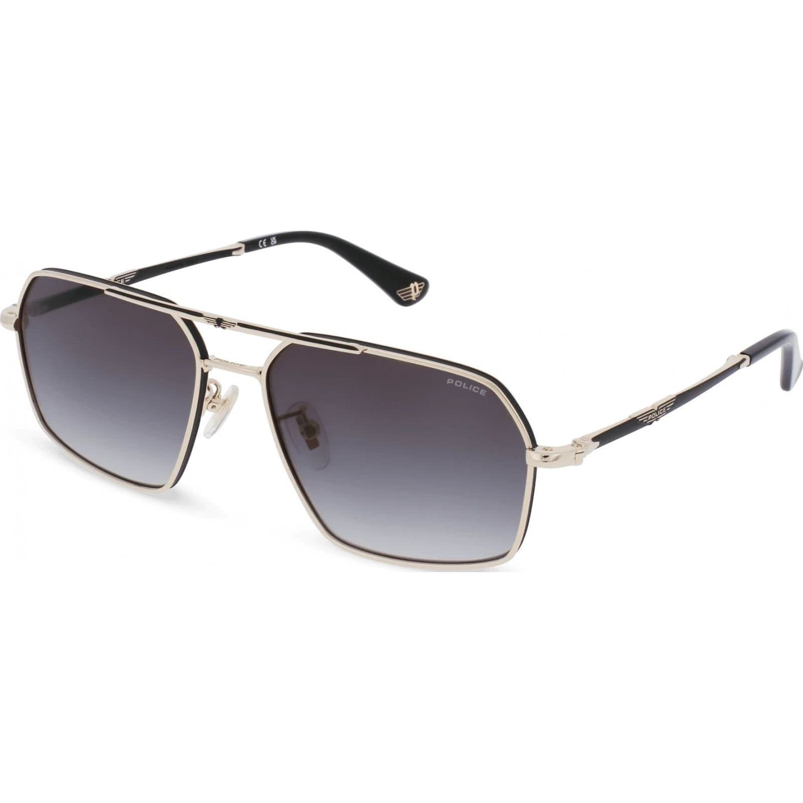 Police Police Men's SPLL86-58302Y Square/Rectangle Sunglasses in Gold