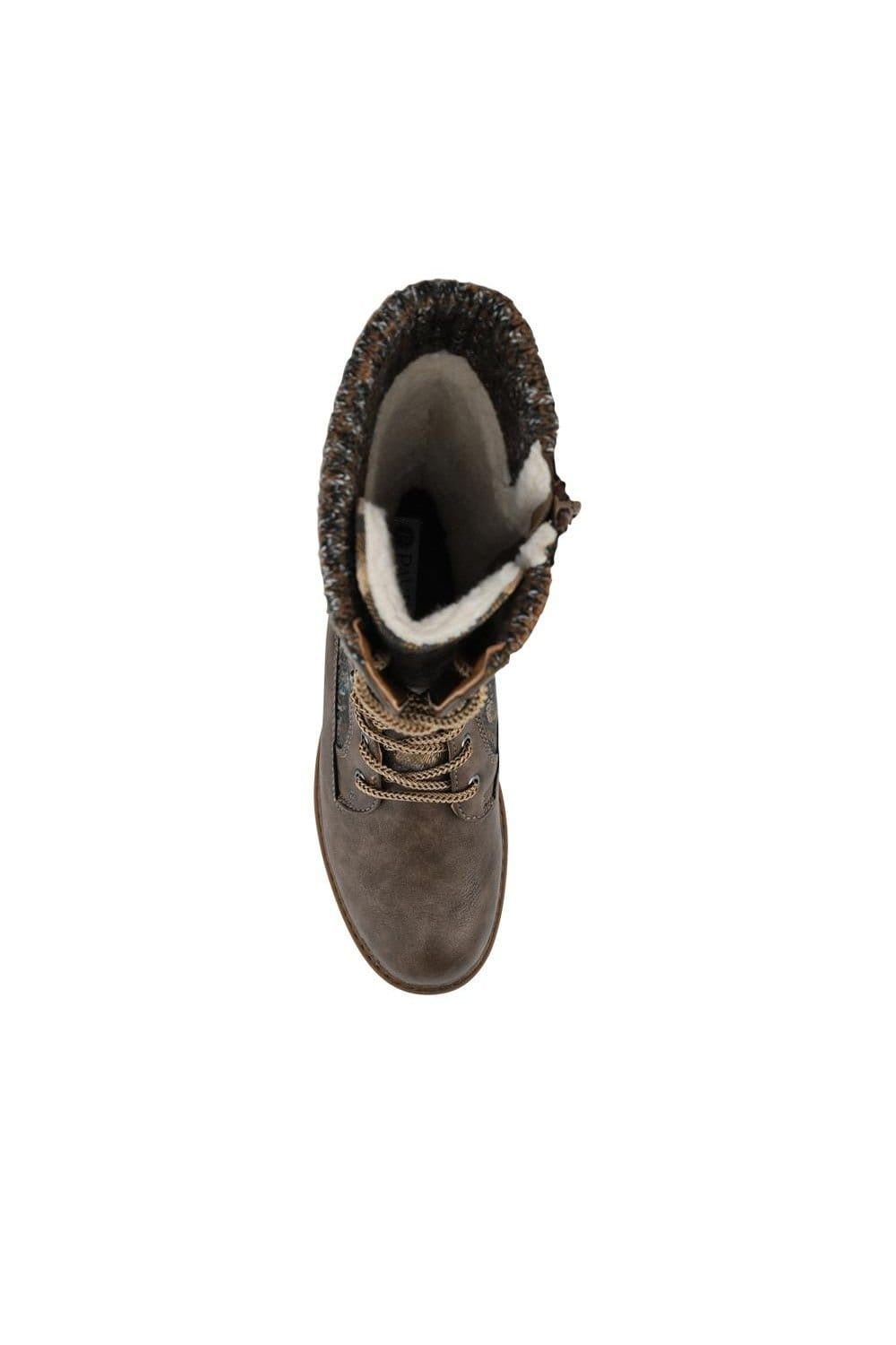 Pavers Pavers Women's Tall Lace Up Boots With Knitted Ankle Cuff in Grey - 4