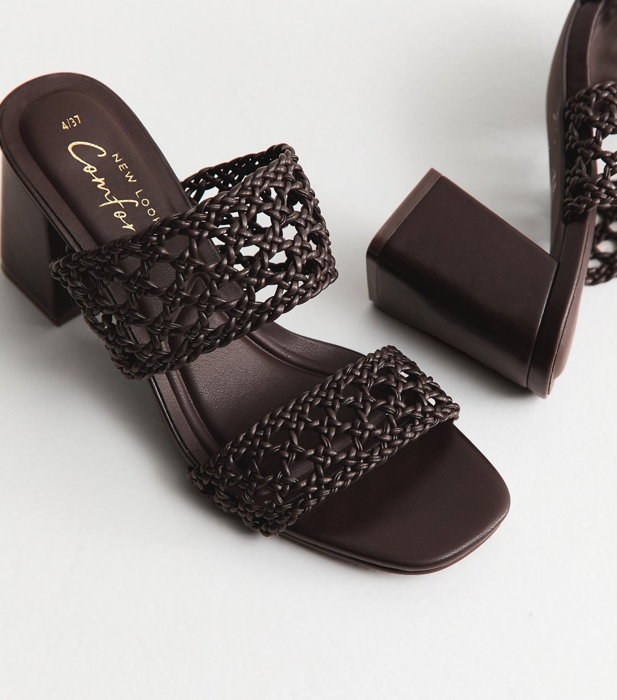 New Look Women's Brown Macrame Strap Block Heel Mules New Look - 3