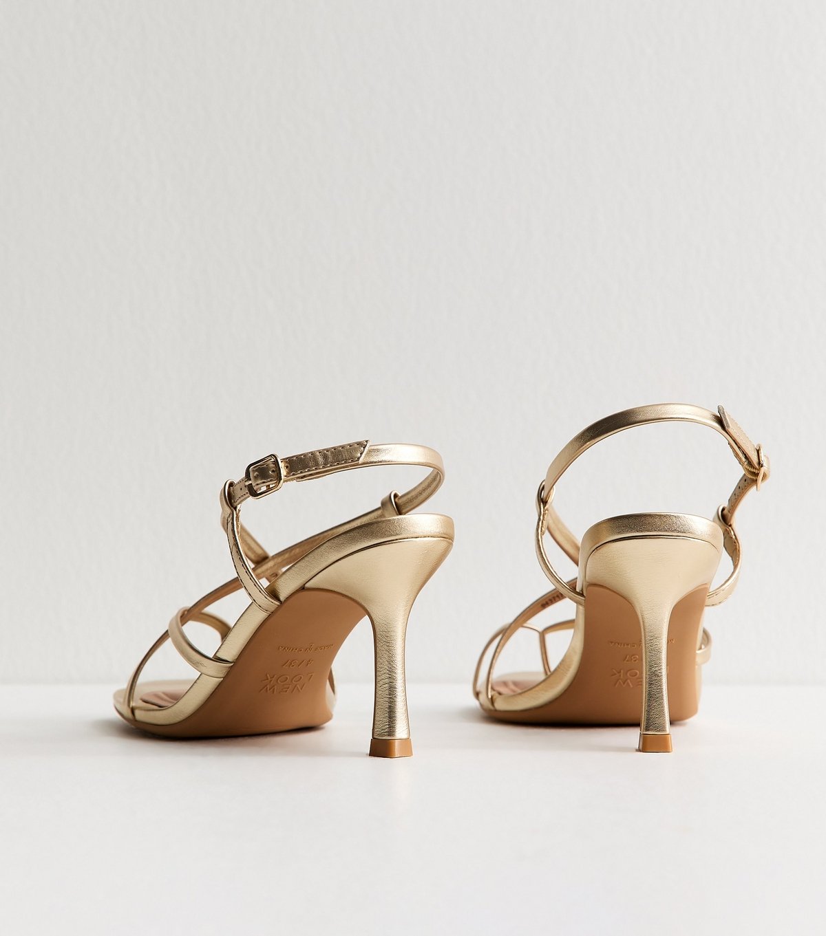 New Look Women's Gold Multi Strap Stiletto Heeled Sandals Vegan New Look - 4