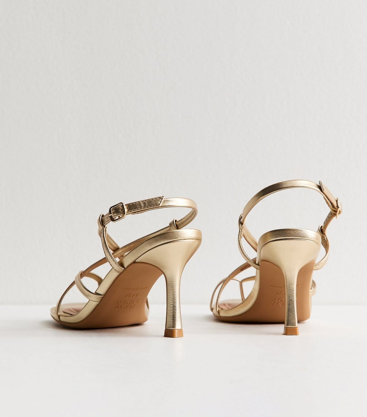 New Look Women's Gold Multi Strap Stiletto Heeled Sandals Vegan New Look - 4