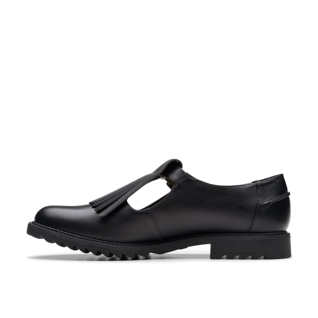 Clarks Clarks Women's Griffin Mia 2 Black Leather T Bar Shoes - 2