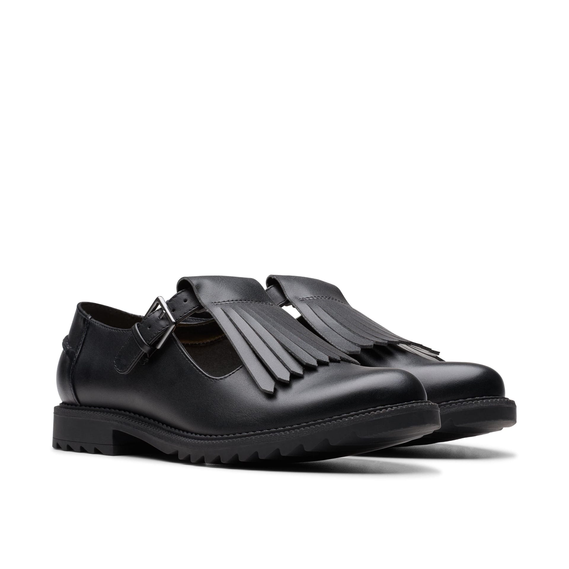 Clarks Clarks Women's Griffin Mia 2 Black Leather T Bar Shoes - 4