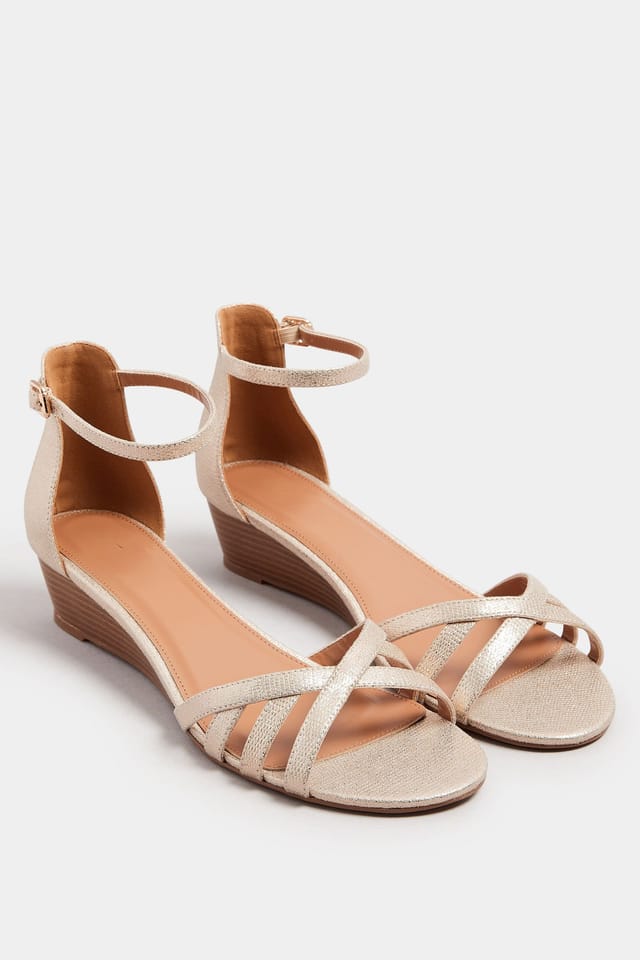 Long Tall Sally Long Tall Sally Women's Heel Wedge Sandals in Gold - 2