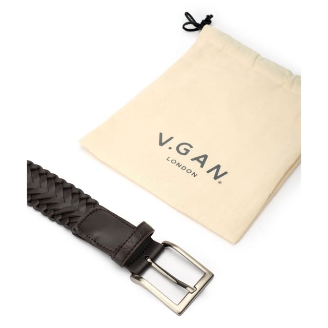 V.GAN V.GAN Men's Weave 3.5Cm Belt in Brown - 3