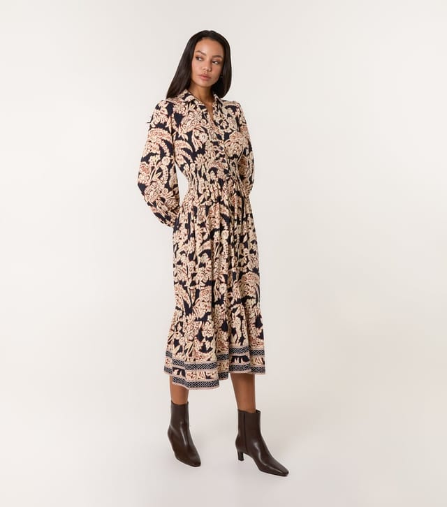 Blue Vanilla Women's Navy Printed V-Neck Midi Dress Blue Vanilla New Look - 3