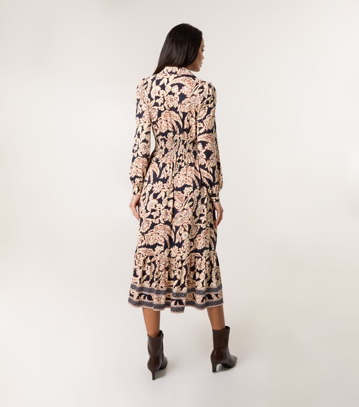 Blue Vanilla Women's Navy Printed V-Neck Midi Dress Blue Vanilla New Look - 4