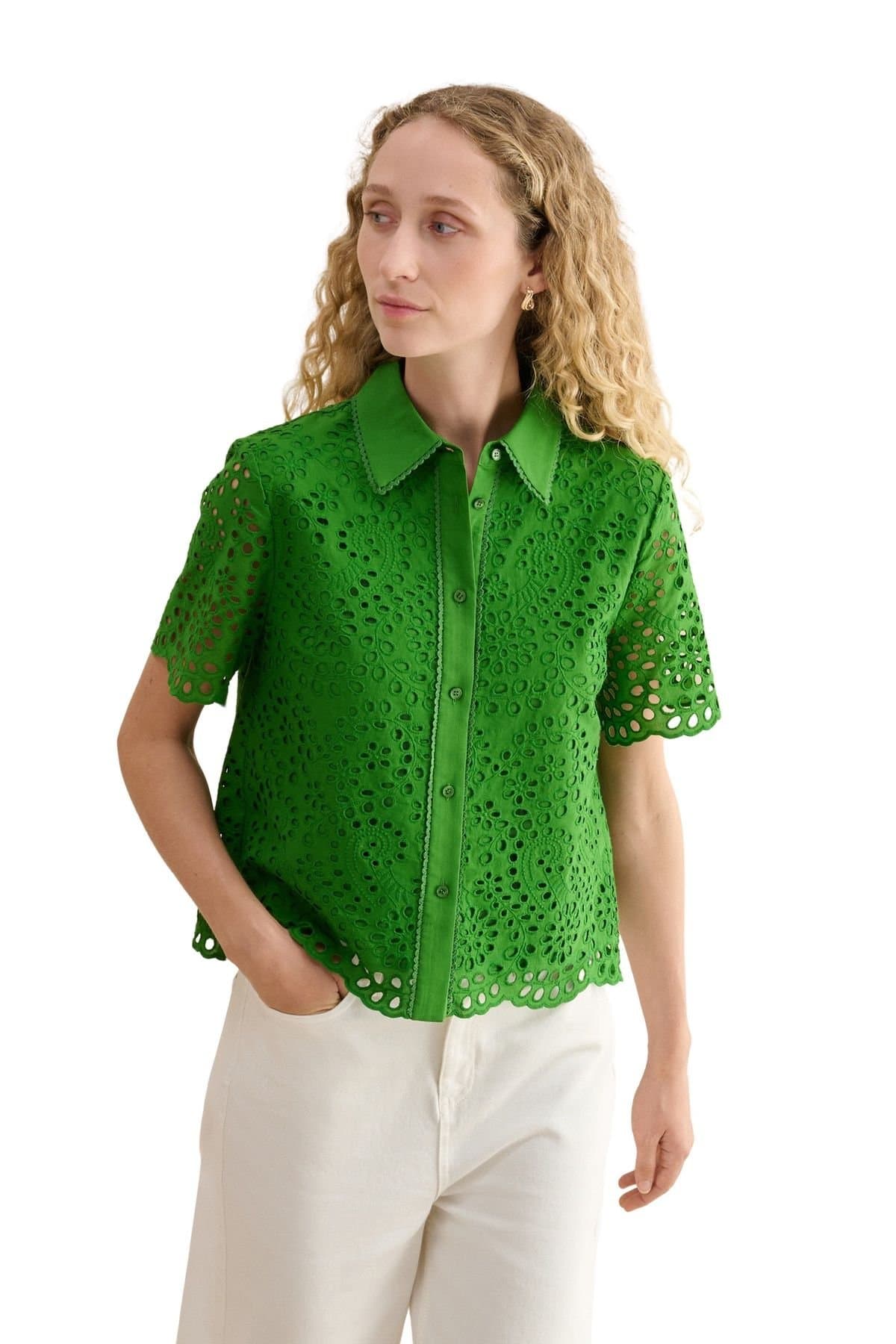 Hobbs London Hobbs London Emerald Cutwork Short Sleeve Shirt
