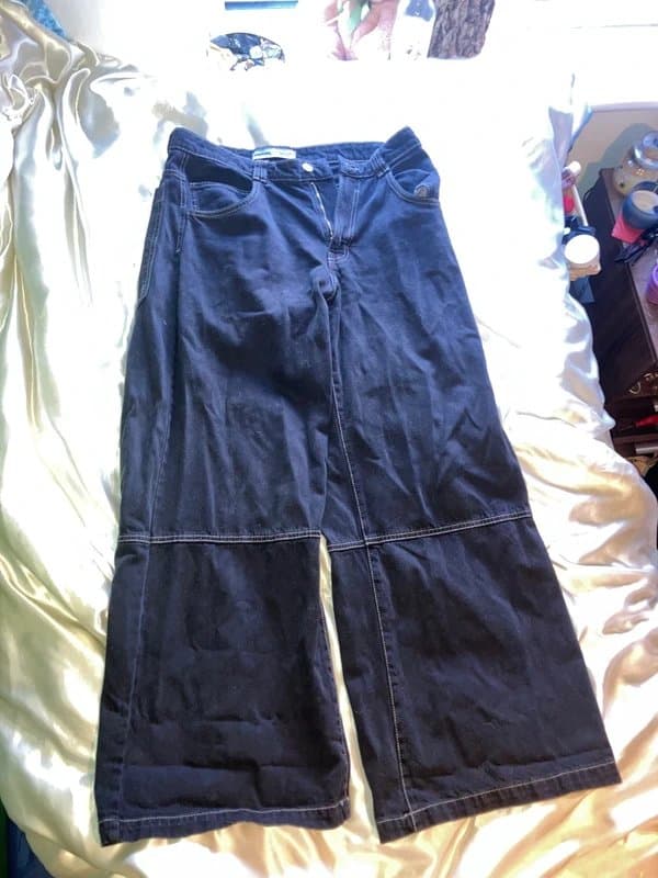 Bershka Bershka baggy black contrast stitch jeans
