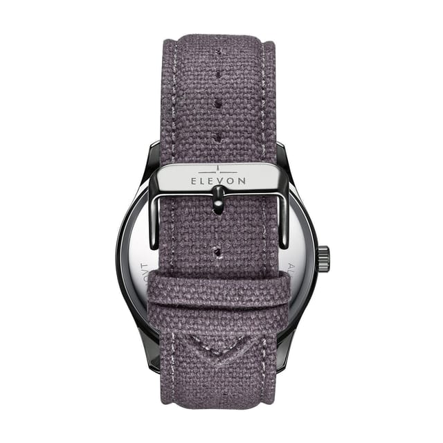 Elevon Elevon Men's Crosswind Canvas-Overlaid Leather-Band Watch w/ Date in Grey - 3