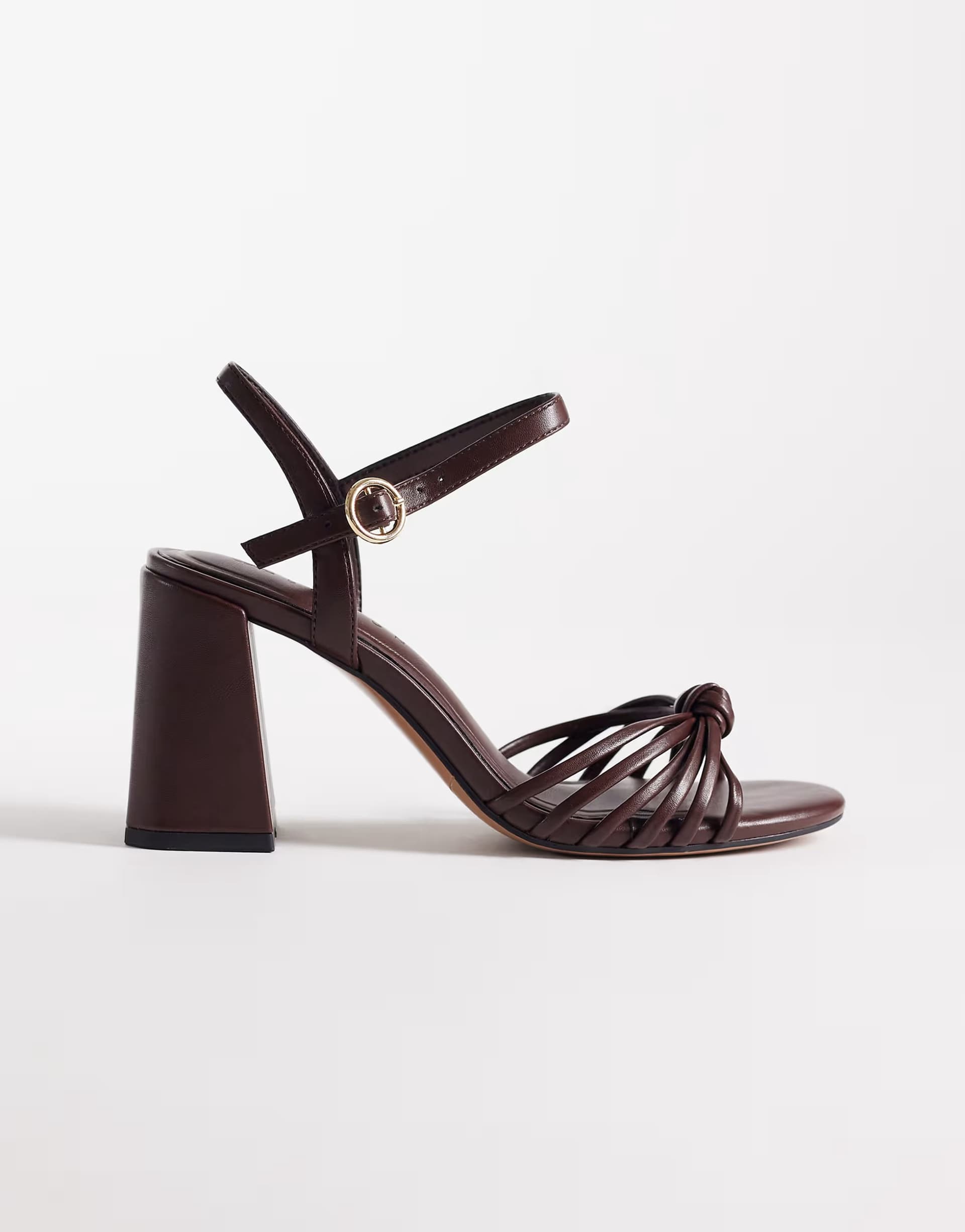 ASOS ASOS DESIGN Heron knotted mid block heel sandals in chocolate
