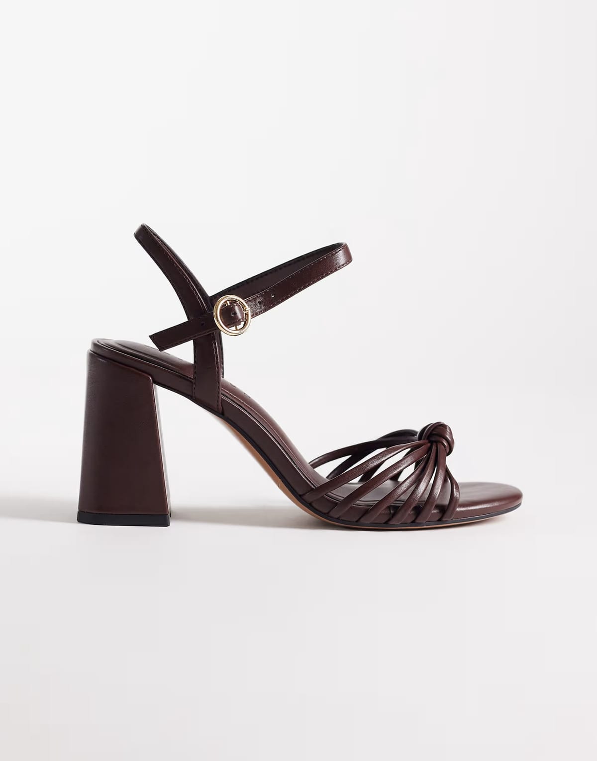 ASOS ASOS DESIGN Heron knotted mid block heel sandals in chocolate - 1