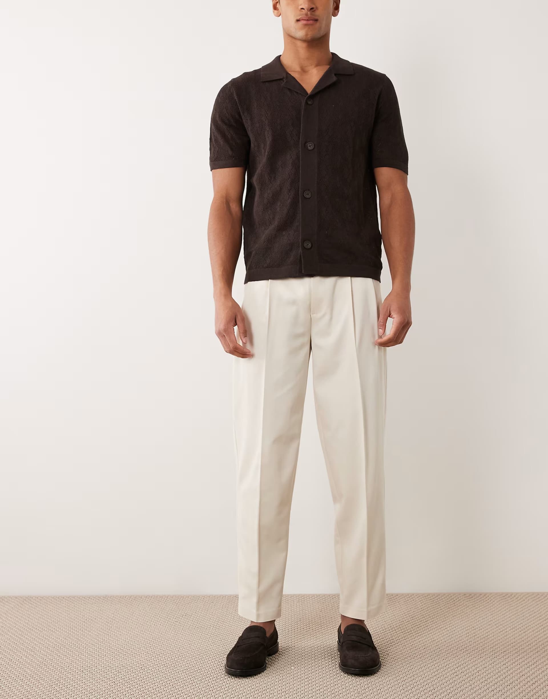 ASOS ASOS DESIGN smart pleated oversized tapered trousers in ecru twill