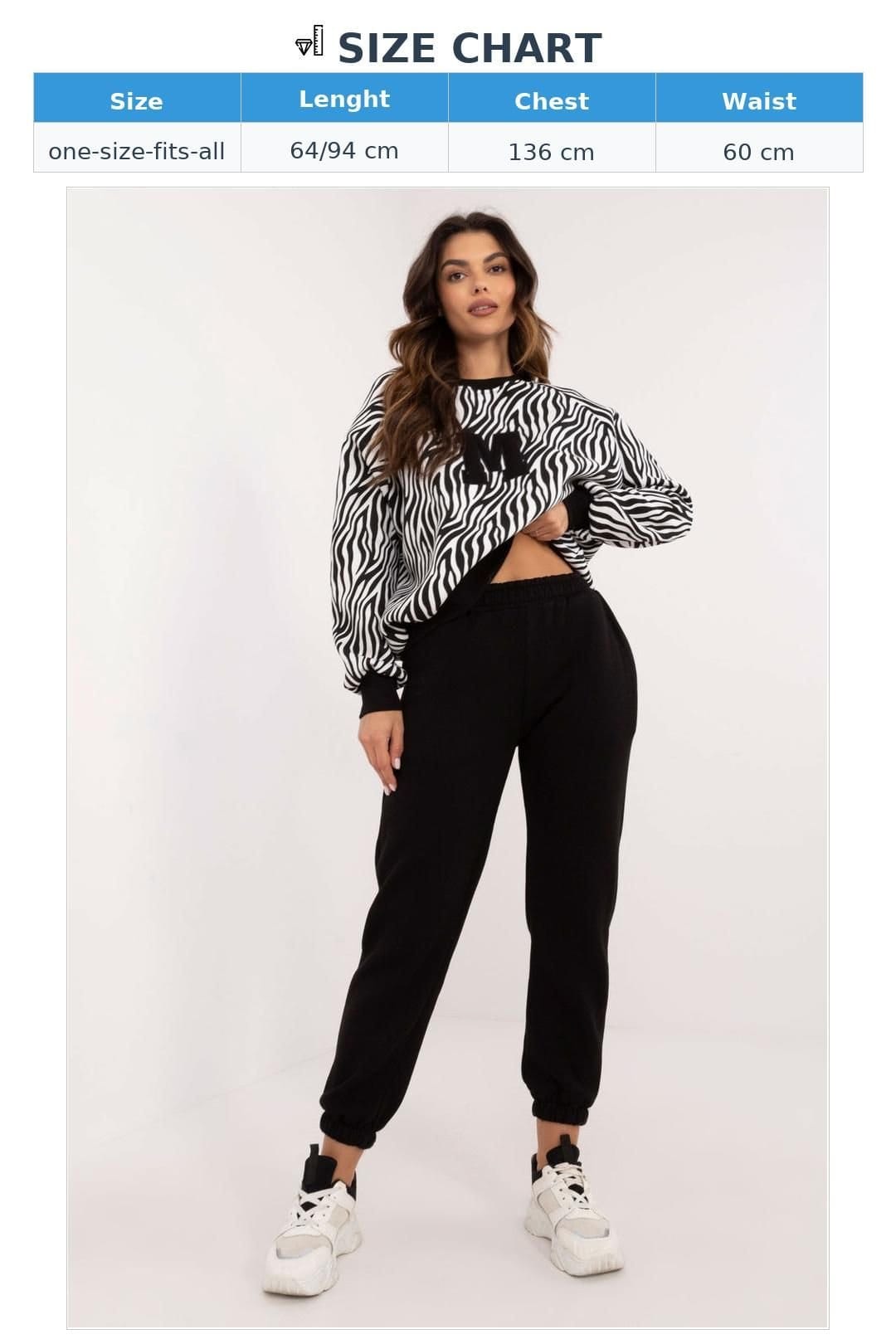 Love Lace Love Lace Women's Casual Patch Detail Animal Print Sweater Set in Black - 4