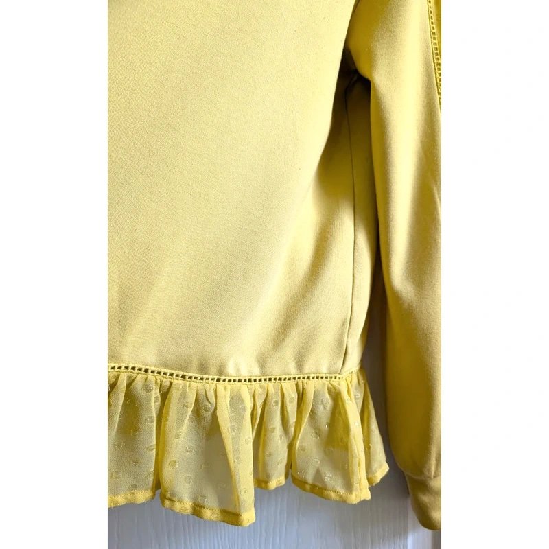 Next Next Mustard Yellow Jumper Chiffon Frill Long Sleeves Size 12 - 1