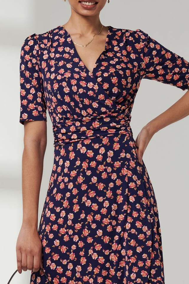 Jolie Moi Jolie Moi Women's Print Viscose Frill Hem Maxi Dress in Navy - 3