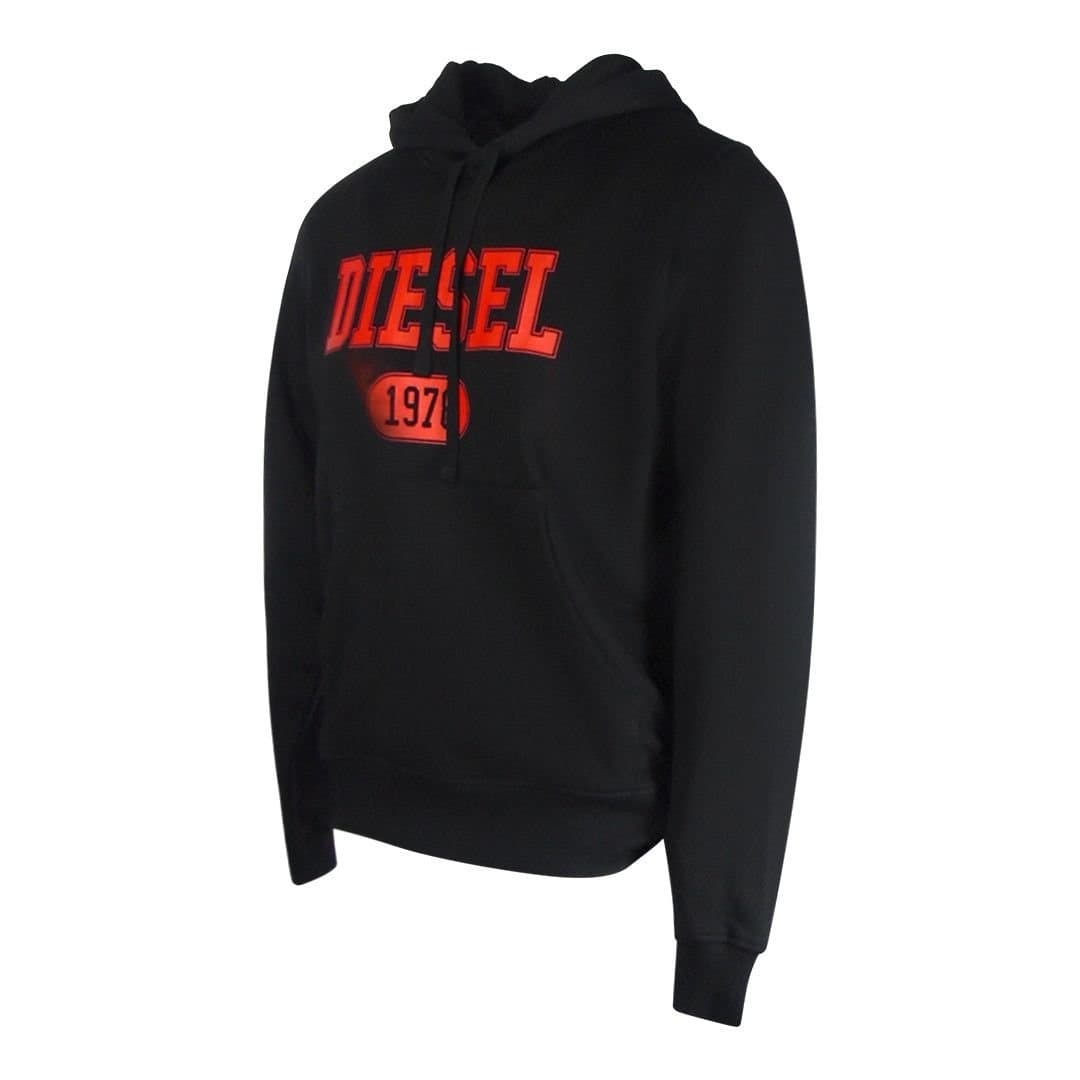 Diesel Diesel Men's Red 1978 Logo Black Hoodie