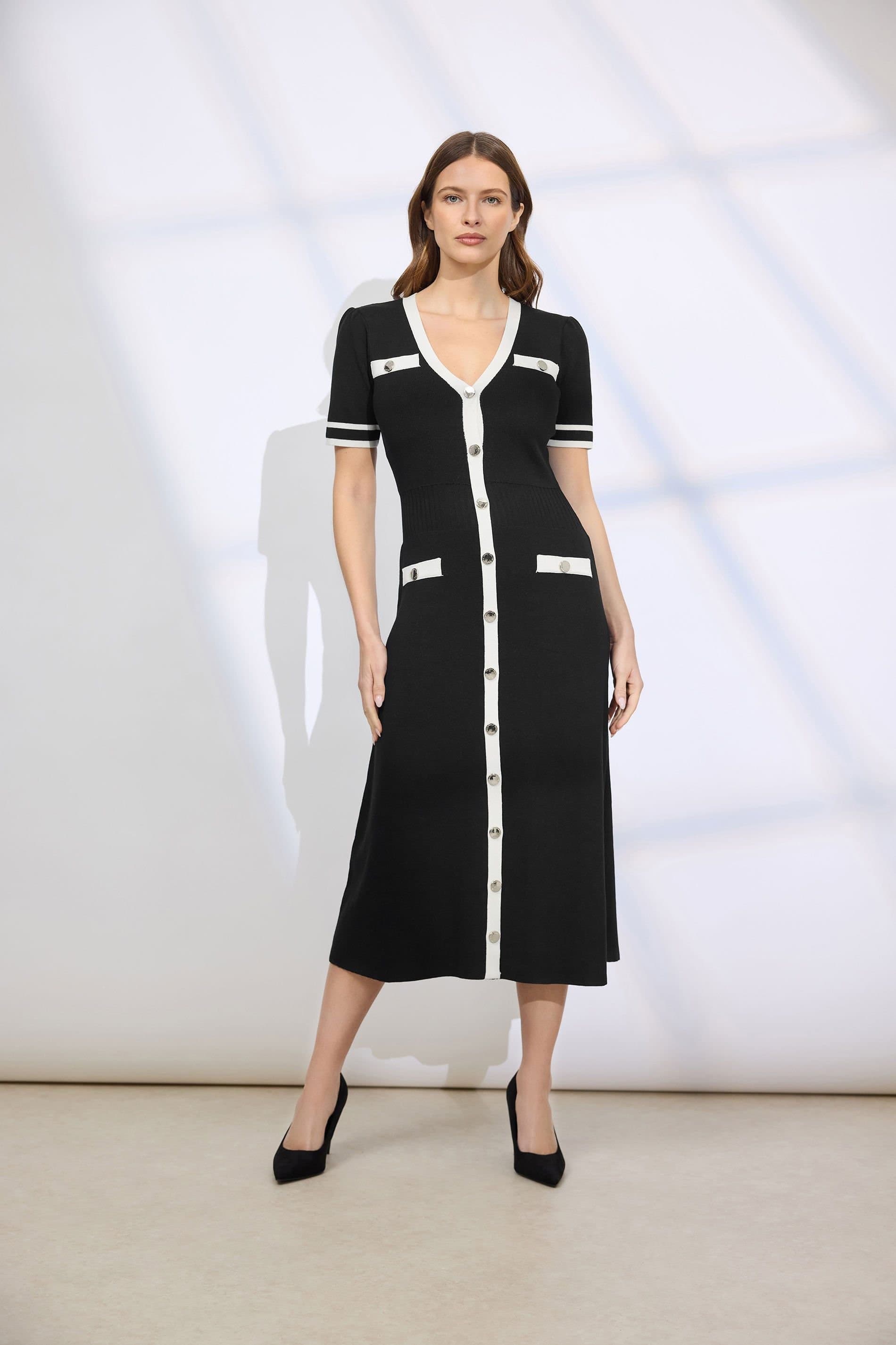 Star by Julien Macdonald Star by Julien Macdonald Women's Contrast Knitted Midi Dress in Black