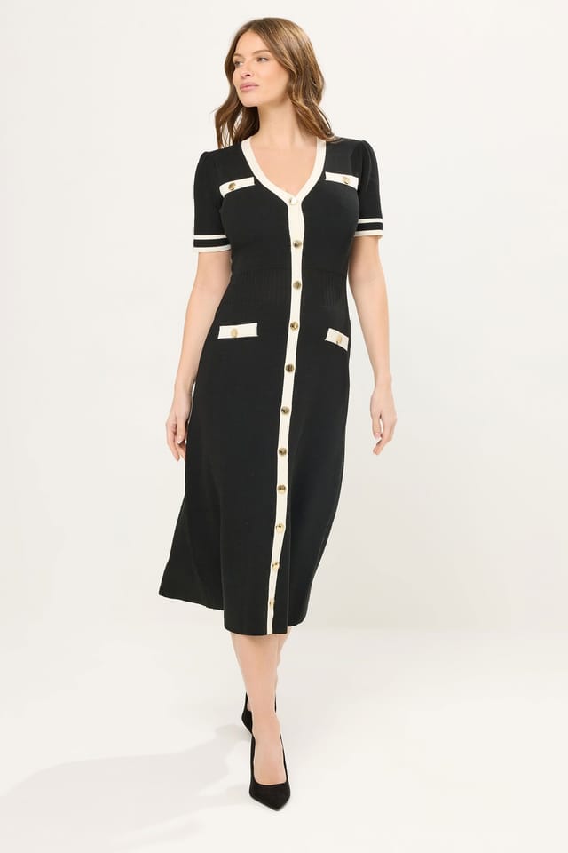 Star by Julien Macdonald Star by Julien Macdonald Women's Contrast Knitted Midi Dress in Black - 3