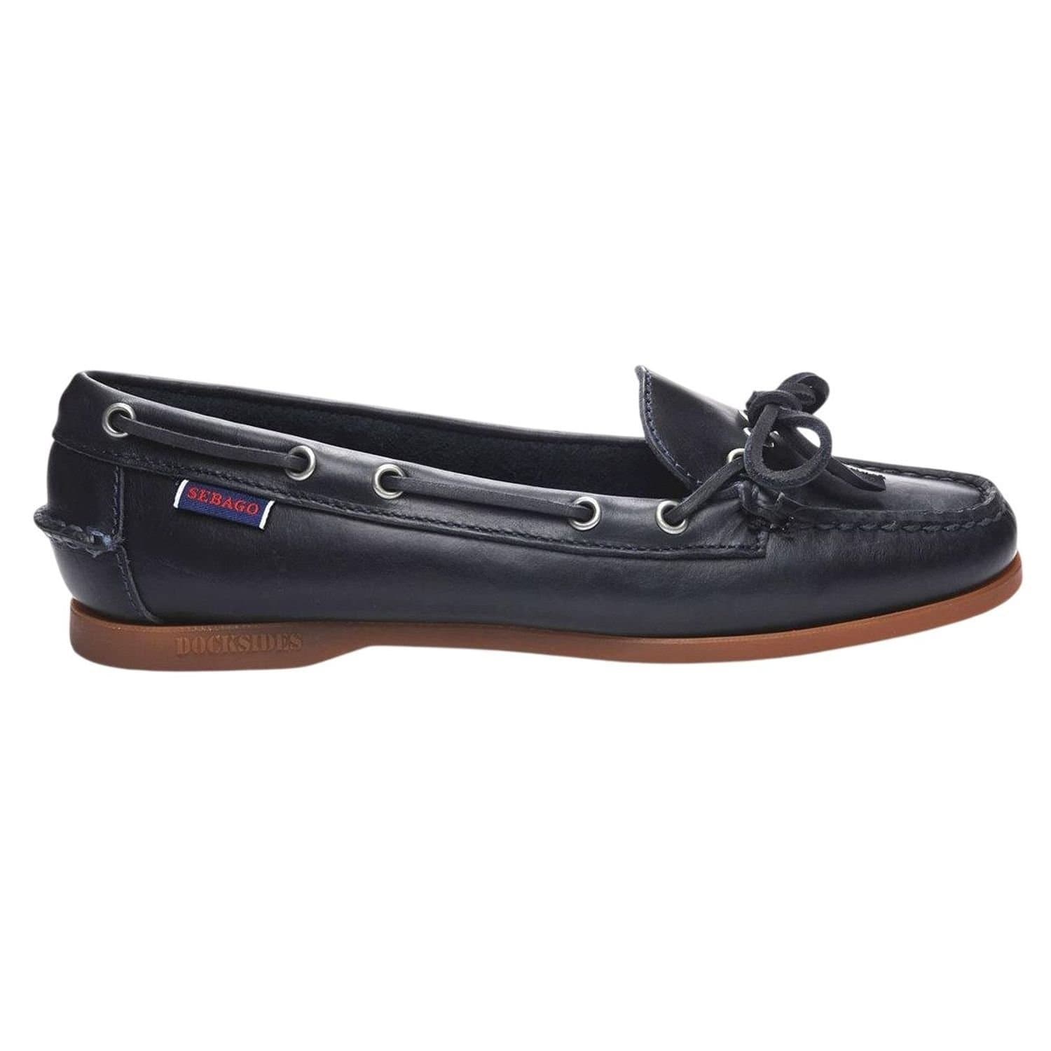 Sebago Sebago Women's Nina Waxed Leather Bala Moccasin in Navy