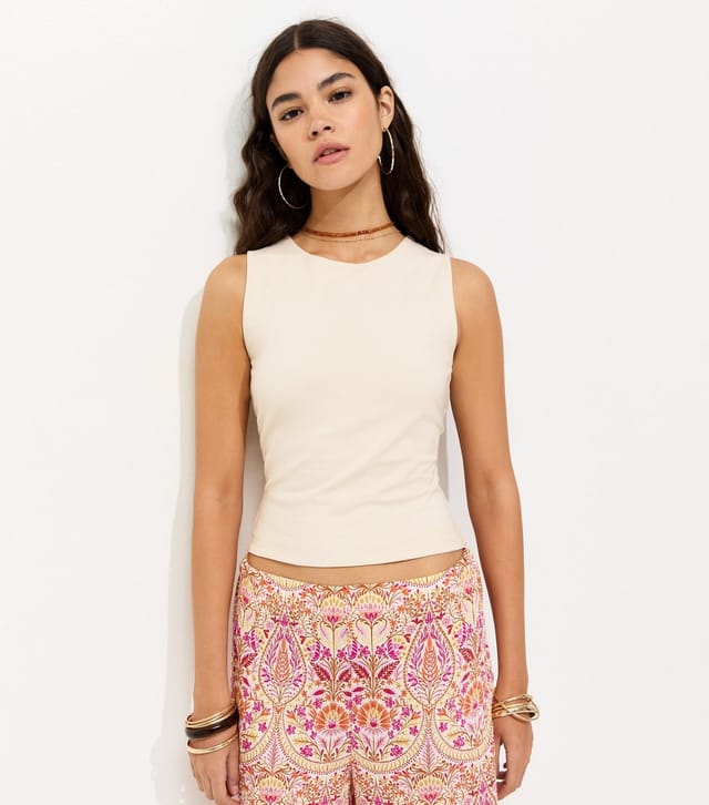New Look Women's Cream Cotton Rich Tank Top New Look - 2