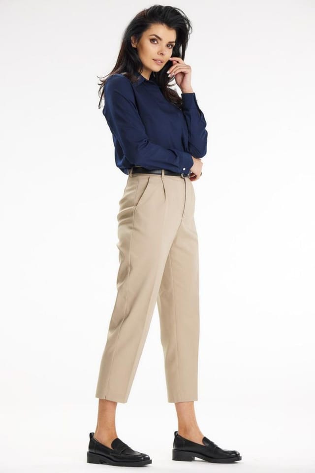 Love Lace Love Lace Women's Elegant Long Sleeve Office Shirt with Gold Button in Blue - 3