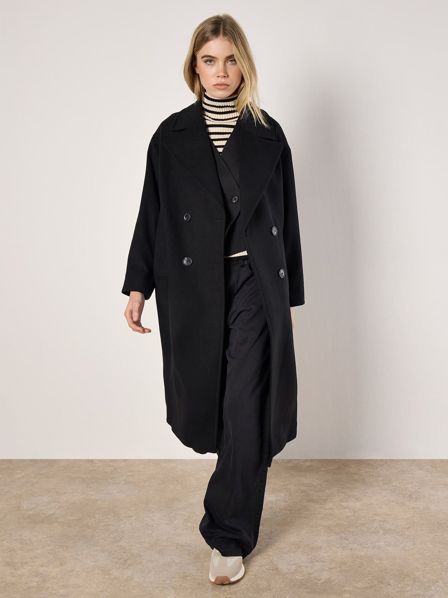 Apricot Apricot Black Oversized Tailored Boyfriend Coat