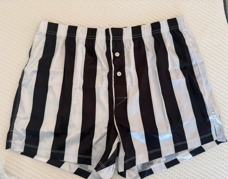 ASOS Black & White Striped Satin Nylon Boxer Shorts