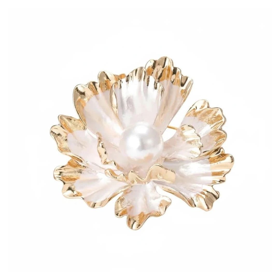 Angel Barocco Angel Barocco Women's Gold Peony Pearl Brooch