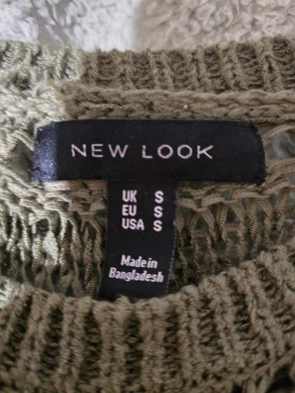 New Look New Look Khaki Crochet Jumper  Open Knit Lightweight Boho Spring Top