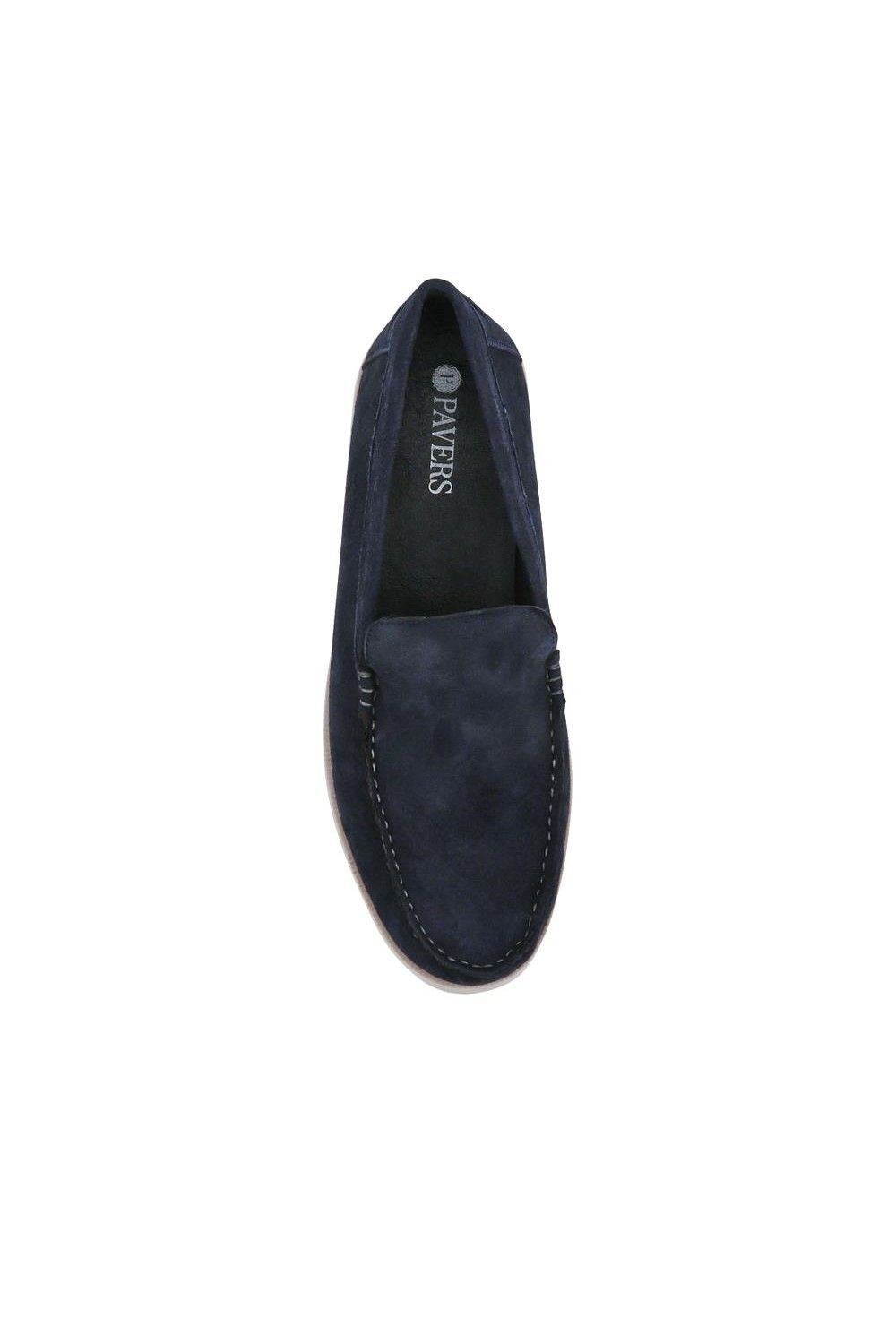 Pavers Pavers Men's Casual Leather Loafers in Navy - 4