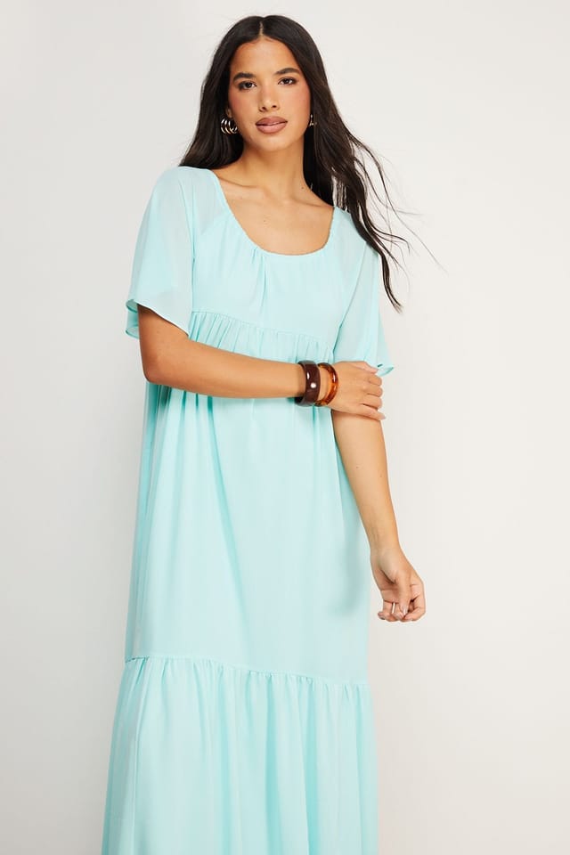 Warehouse Warehouse Women's Chiffon Tier Smock Midi Dress in Blue - 2