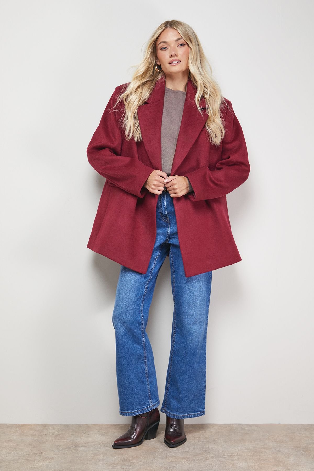 Oasis Oasis Women's Relaxed Blazer Coat in Berry - 2