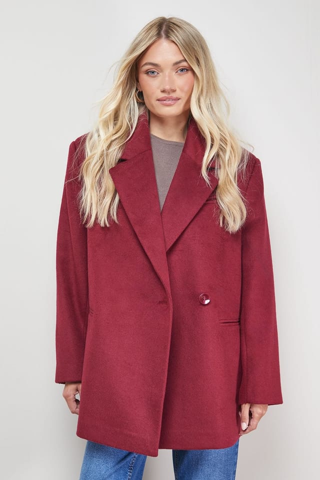 Oasis Oasis Women's Relaxed Blazer Coat in Berry - 2