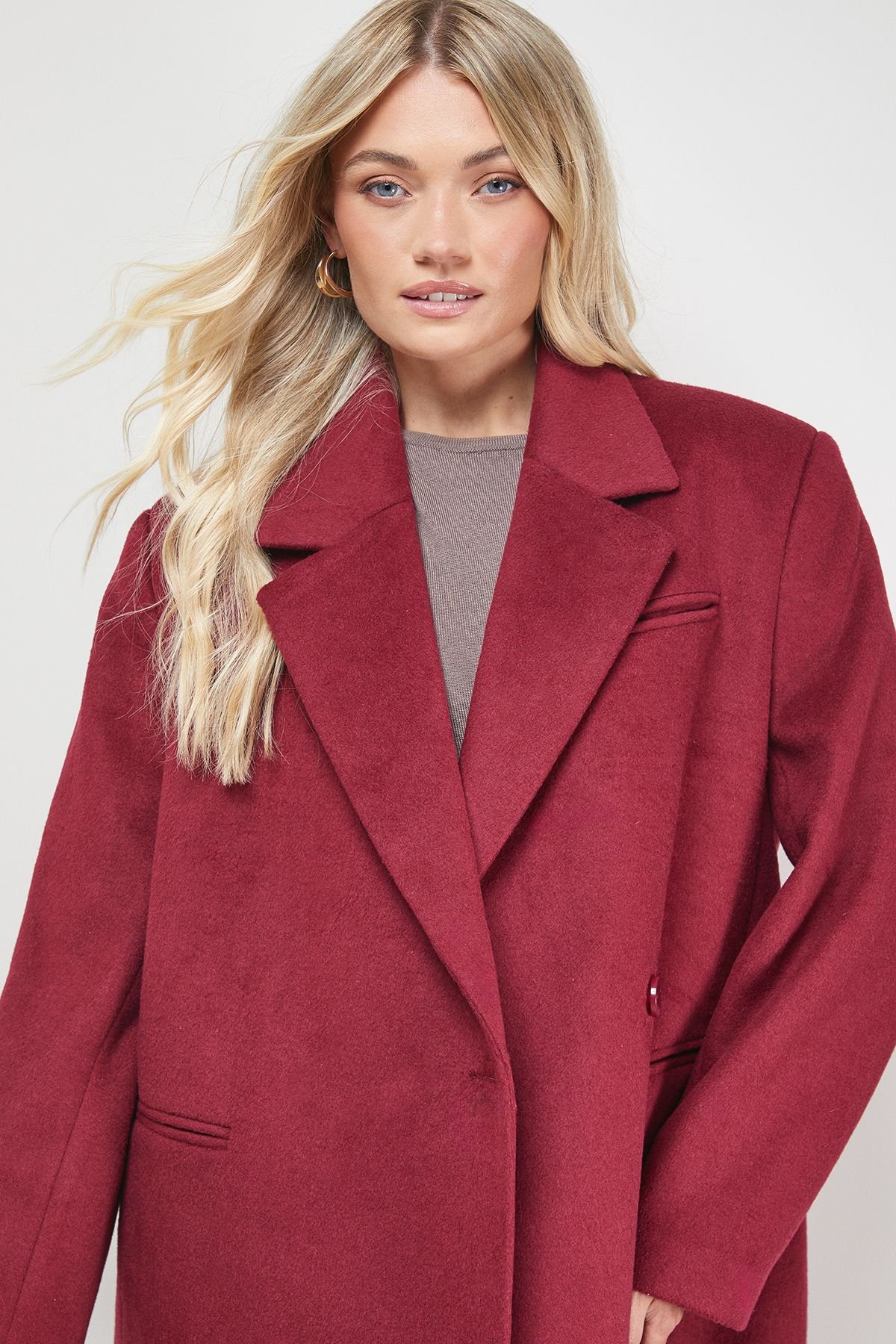 Oasis Oasis Women's Relaxed Blazer Coat in Berry - 3