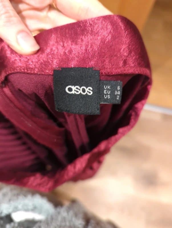 ASOS ASOS pleated satin burgundy midi skirt 6
