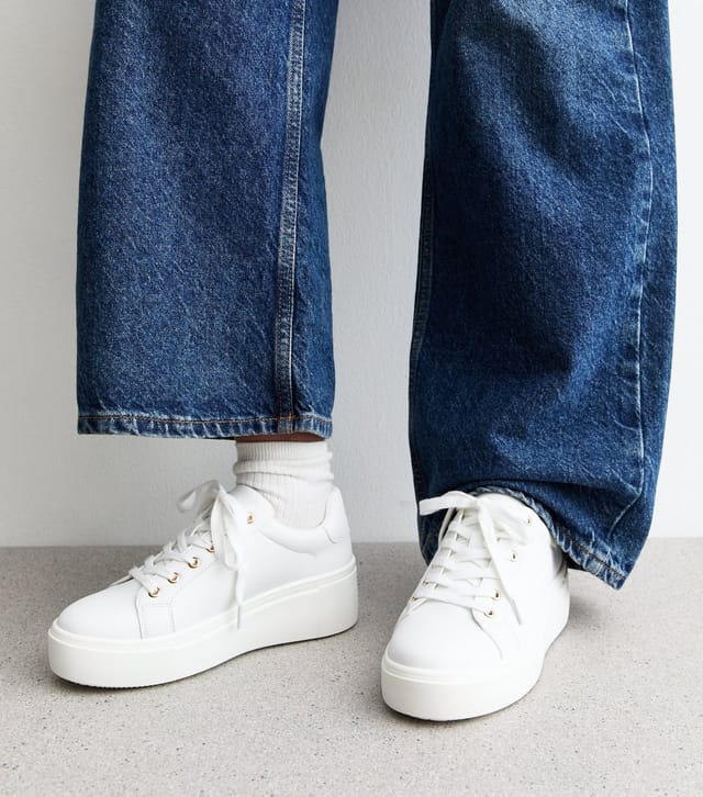 New Look Women's White Faux Leather Wedge Trainers New Look - 2